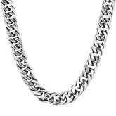 Oxidized Cuban Link Chain Necklace - Steel Time